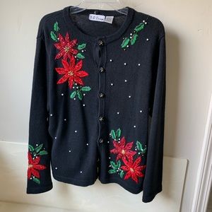 B. P. Design pointsettia Beaded Christmas Sweater